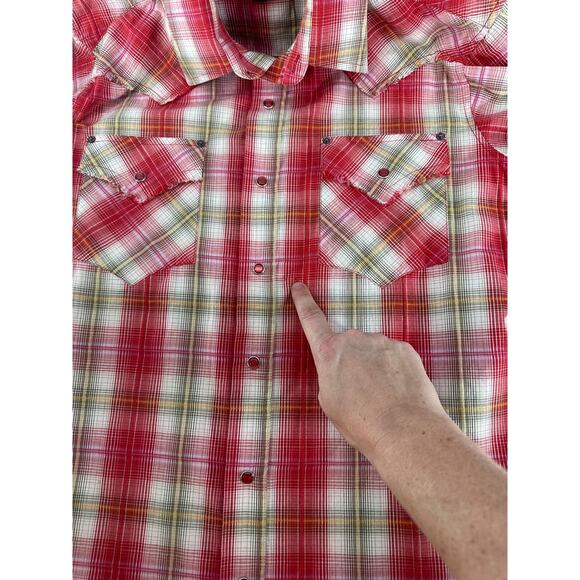 Brooks & Dunn Collection Mens sz M Snap Plaid Red & Green Western Collared Shirt - Picture 7 of 10